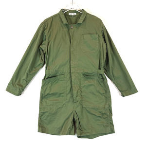 Alex Mill Women Stretch Utility Romper Jumpsuit Large Long Sleeves Green Shorts